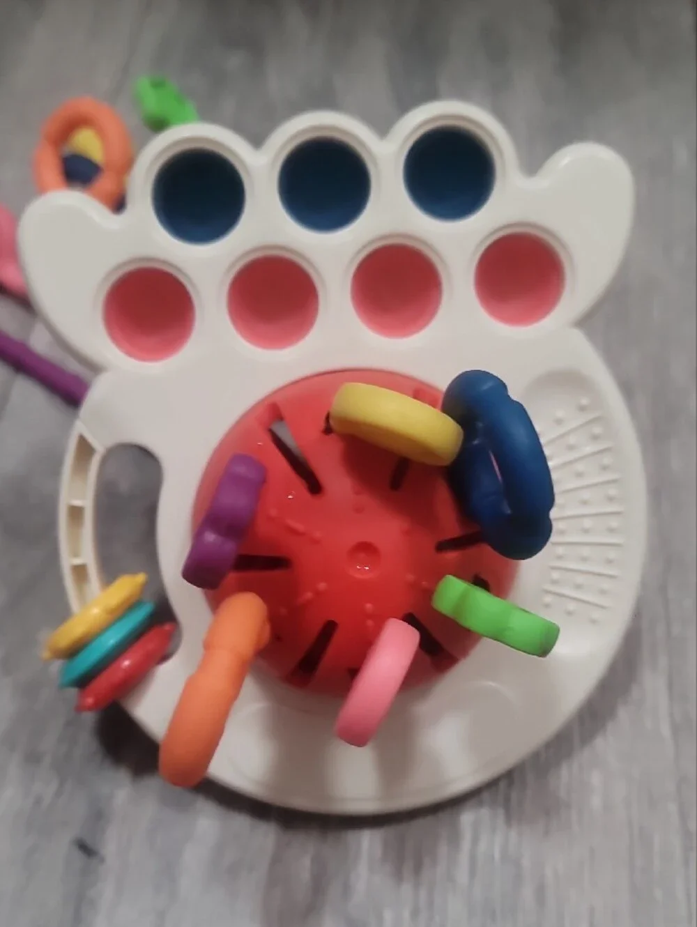 Baby Multi-Activity Ring and Pop Sensory White with Multicolor Rings Figit Toy
